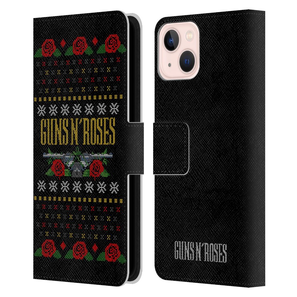 GUNS N ROSES ガンズアンドローゼズ (結成 40周年 ) - Text Logo Pistol レザー手帳型 / Apple iPhoneケース - PGS
